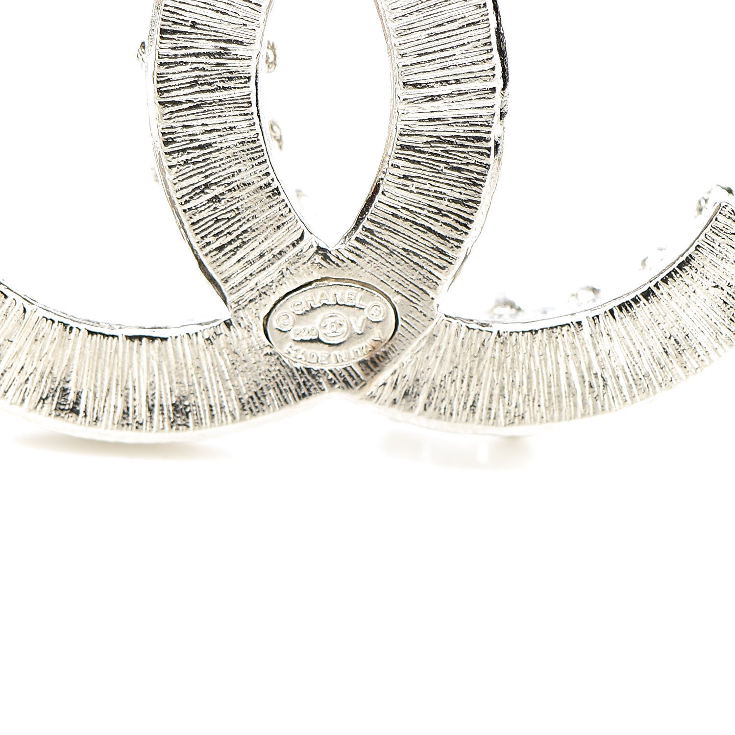 Chanel Baguette Round Crystal CC Brooch Silver 4 of 5