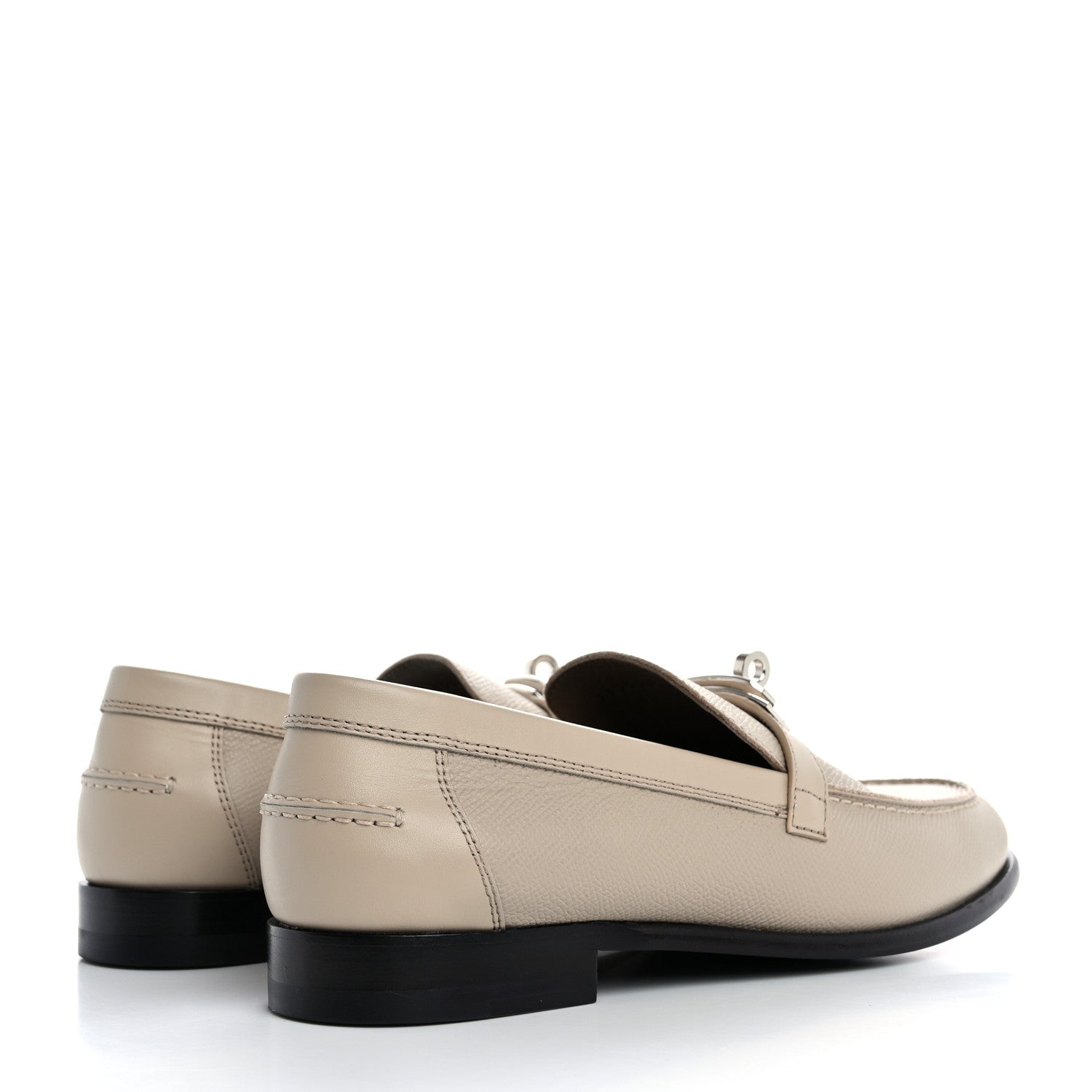 Hermes Epsom Womens Destin Loafer 38.5 Blanc Gomme 5 of 10