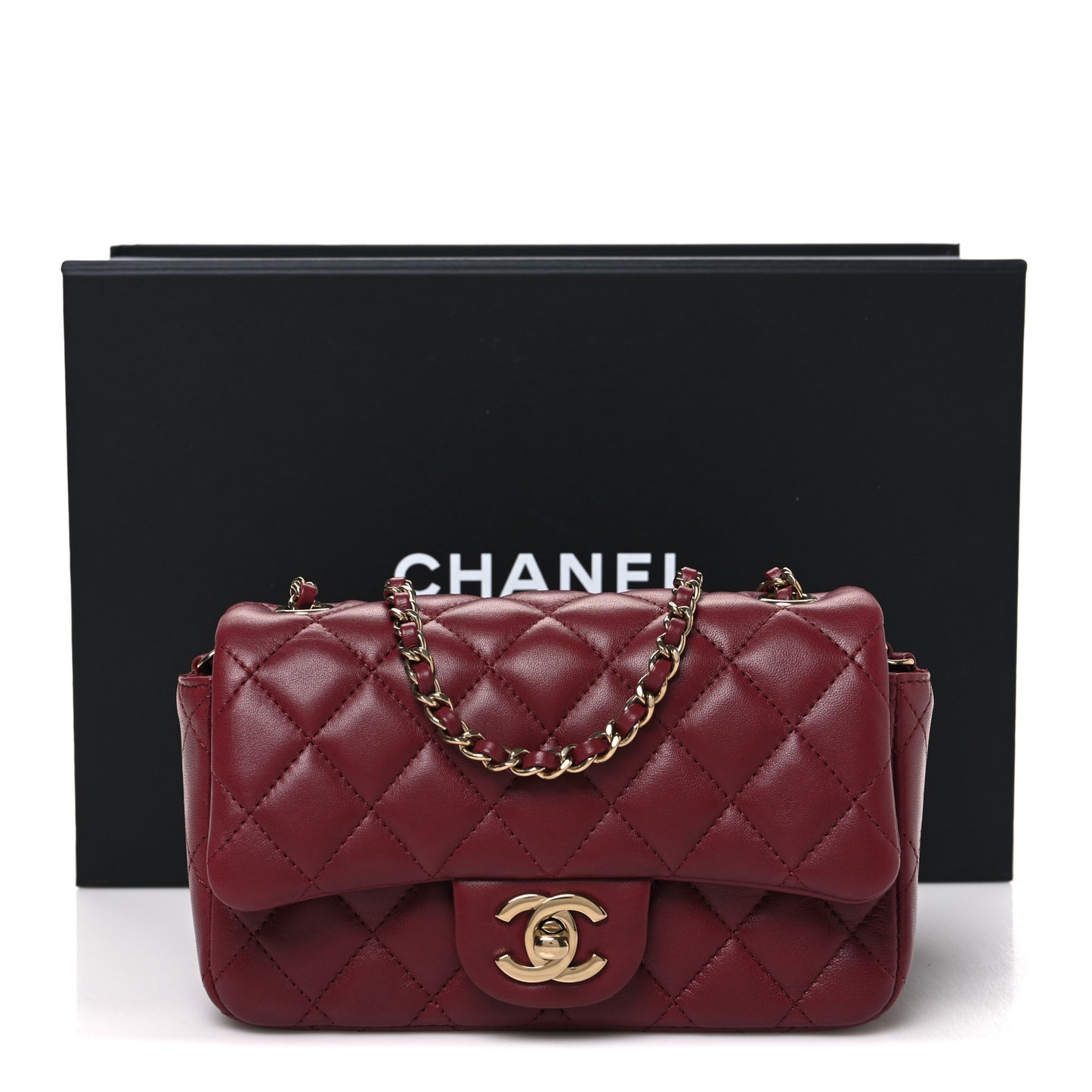 Lambskin Quilted Extra Mini Flap Bag Burgundy