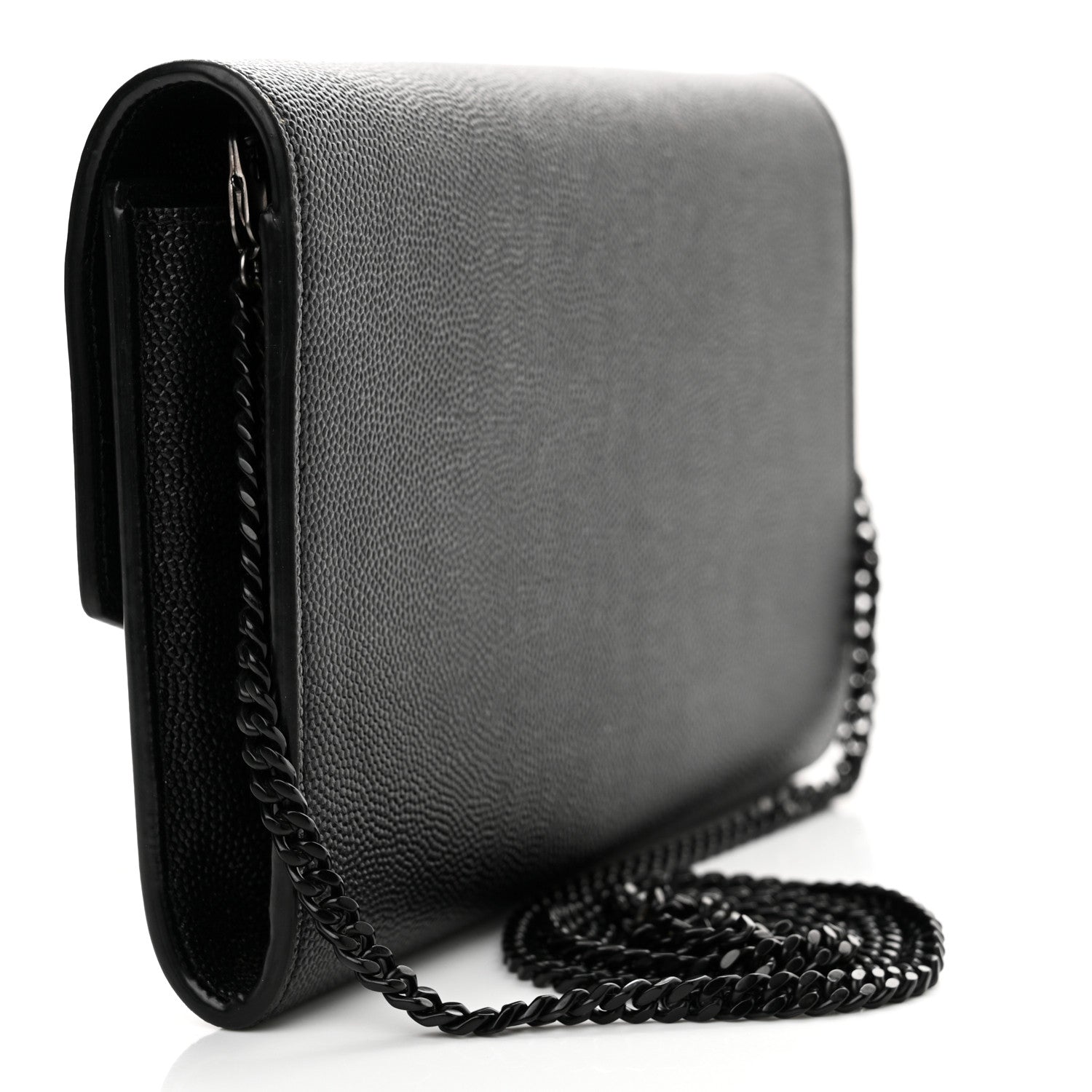 Saint Laurent Grain de Poudre Uptown Chain Wallet Black 3 of 17