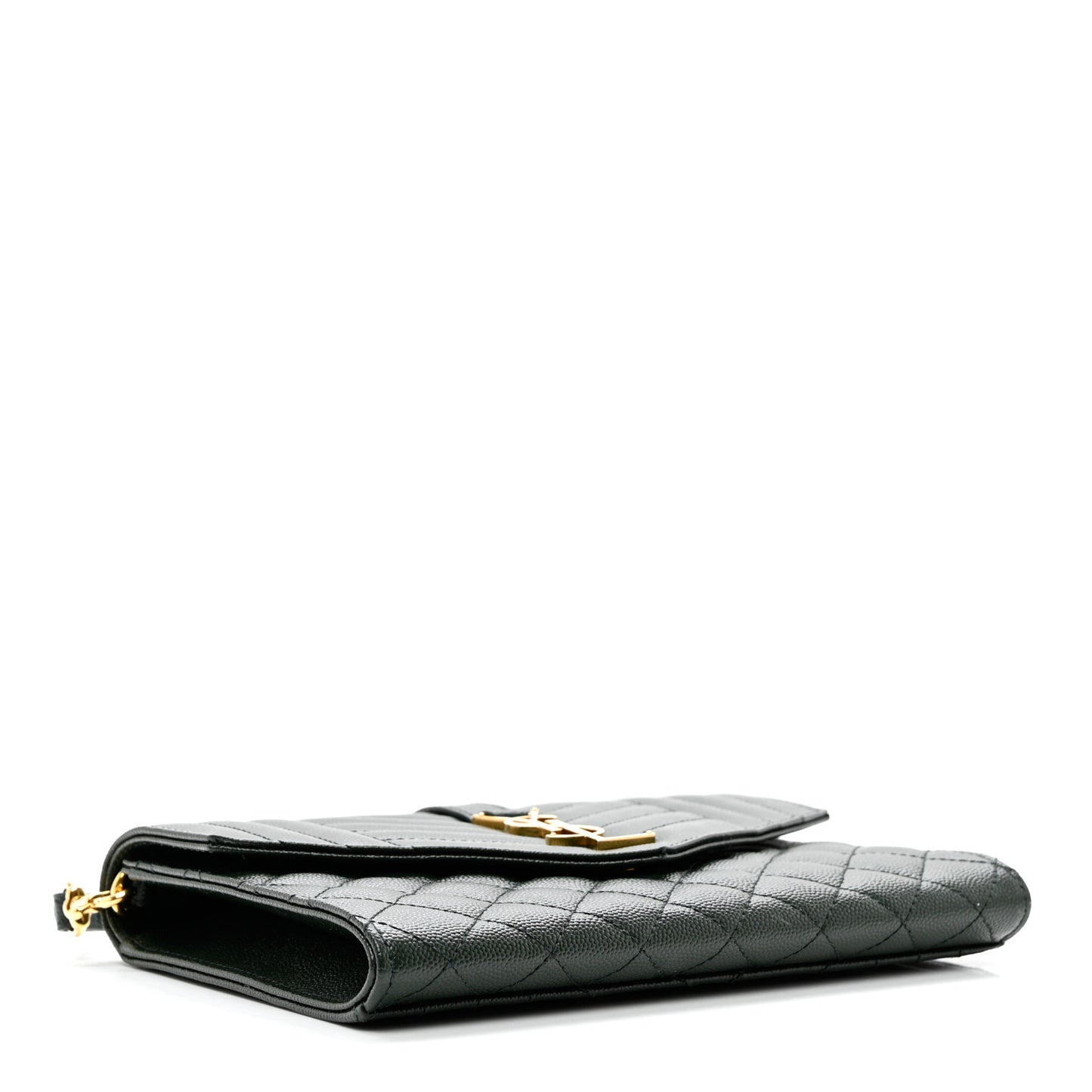 Grain De Poudre Textured Mixed Matelasse Triquilt Monogram Clutch Vert Fonce
