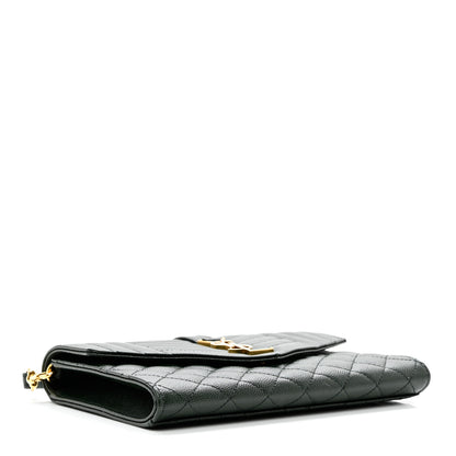 Saint Laurent Grain De Poudre Textured Mixed Matelasse Triquilt Monogram Clutch Vert Fonce 4 of 7