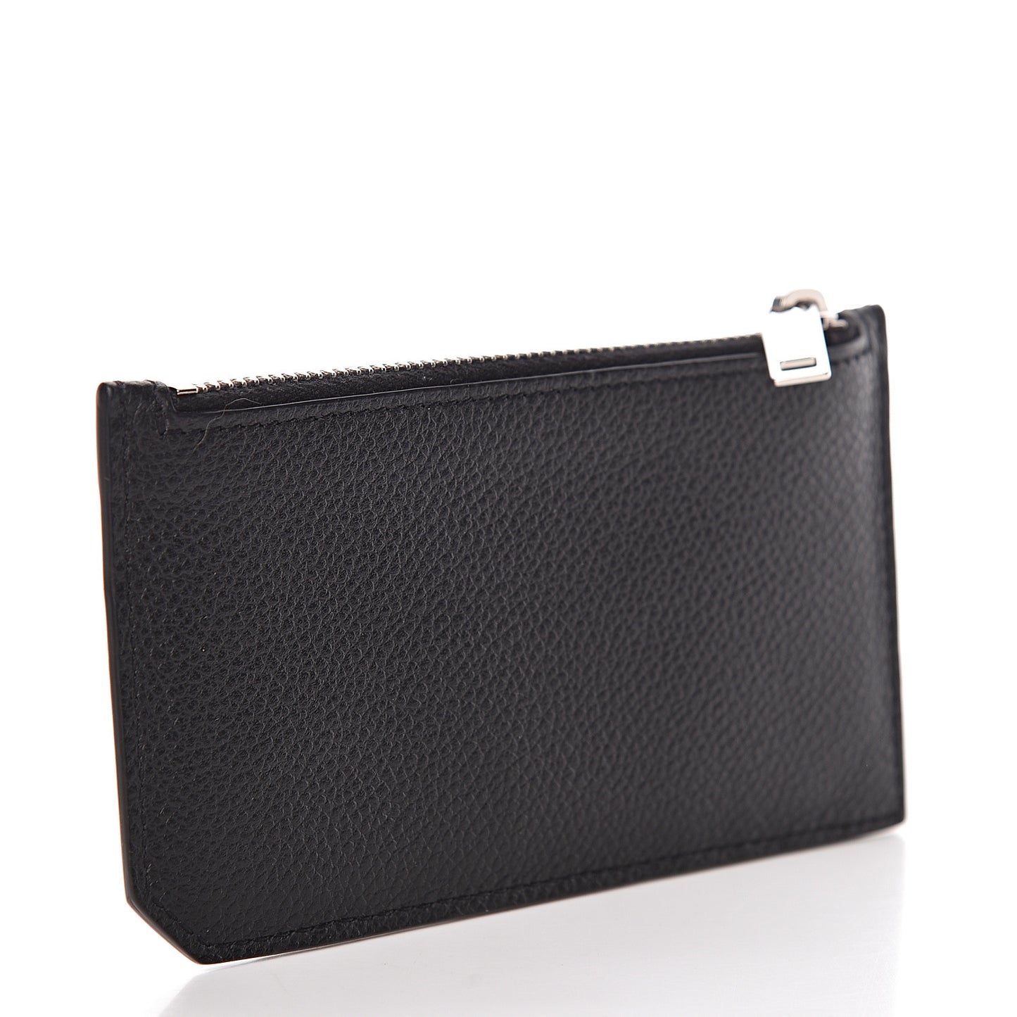 Grained Calfskin 5 Fragments Zip Pouch Card Holder Black