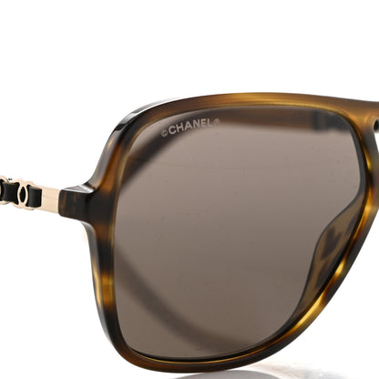 Chanel Metal Calfskin CC Chain Pilot Sunglasses 5439-Q Green Tortoise 7 of 7
