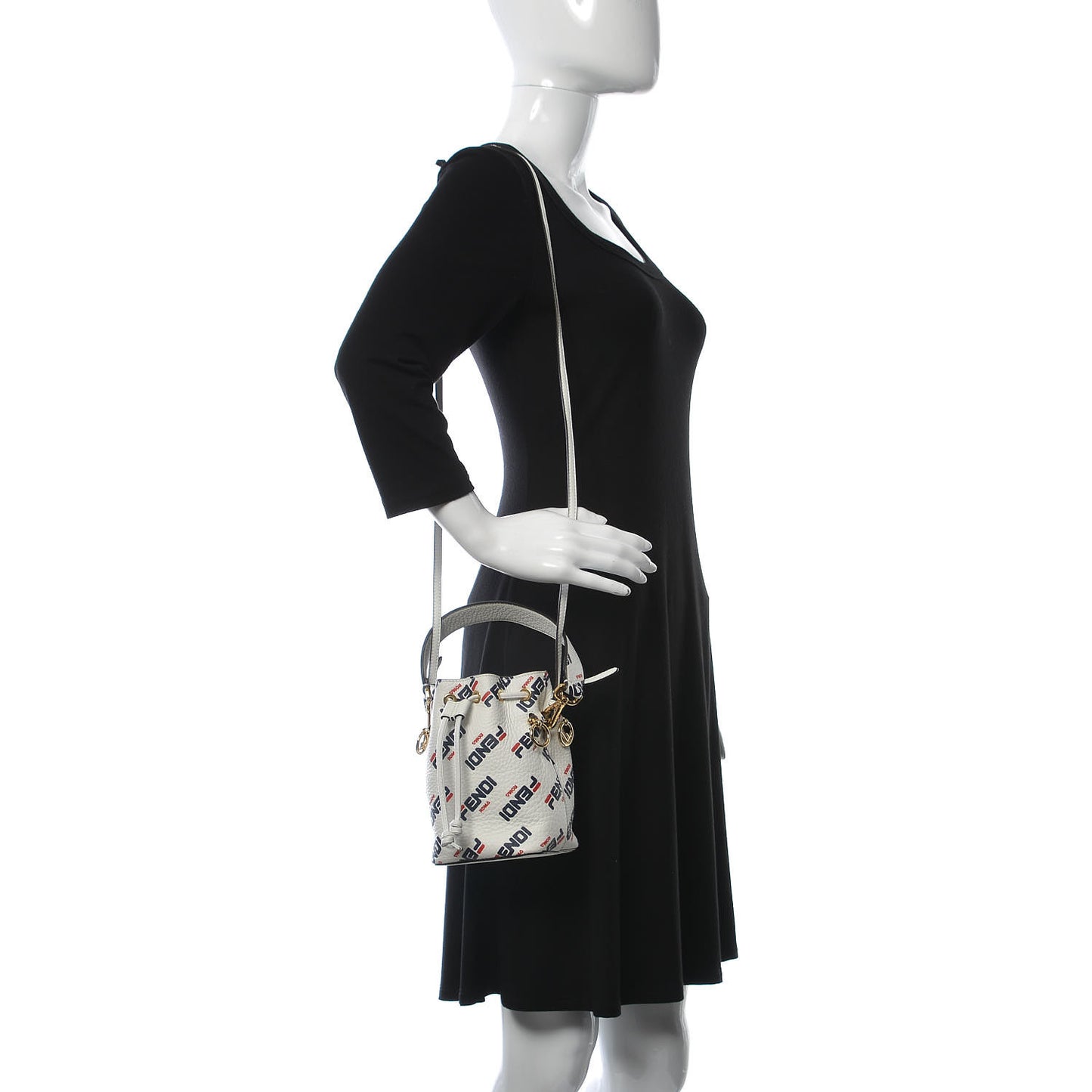X FILA Vitello F is Fendi Mania Mini Mon Tresor Bucket Bag White