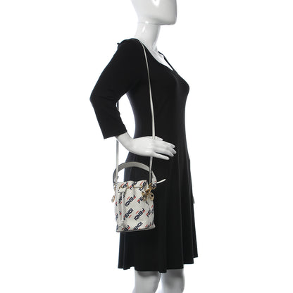 Fendi X FILA Vitello F is Fendi Mania Mini Mon Tresor Bucket Bag White 2 of 7