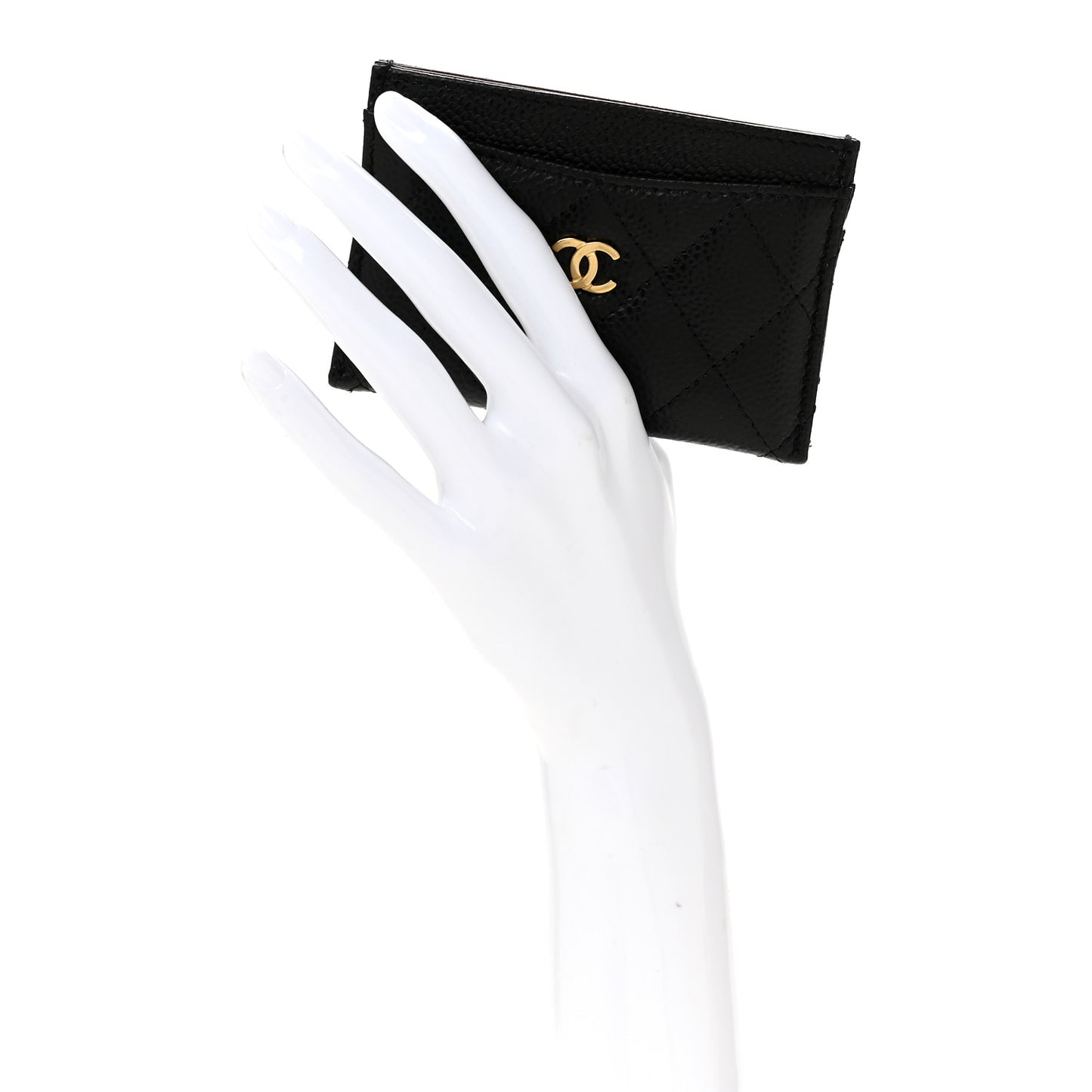Caviar Quilted Card Holder Black