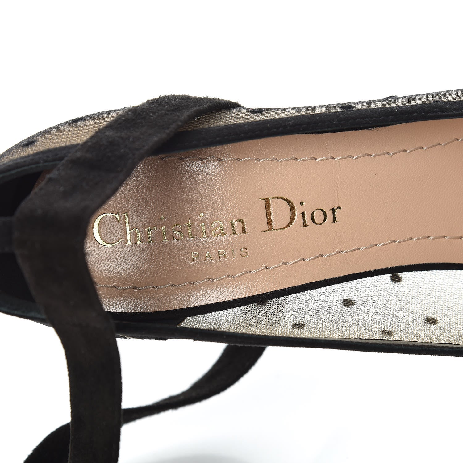 Christian Dior Suede Calfskin Plumetis Lovely-D Ankle Wrap Pumps 36.5 Black 7 of 7