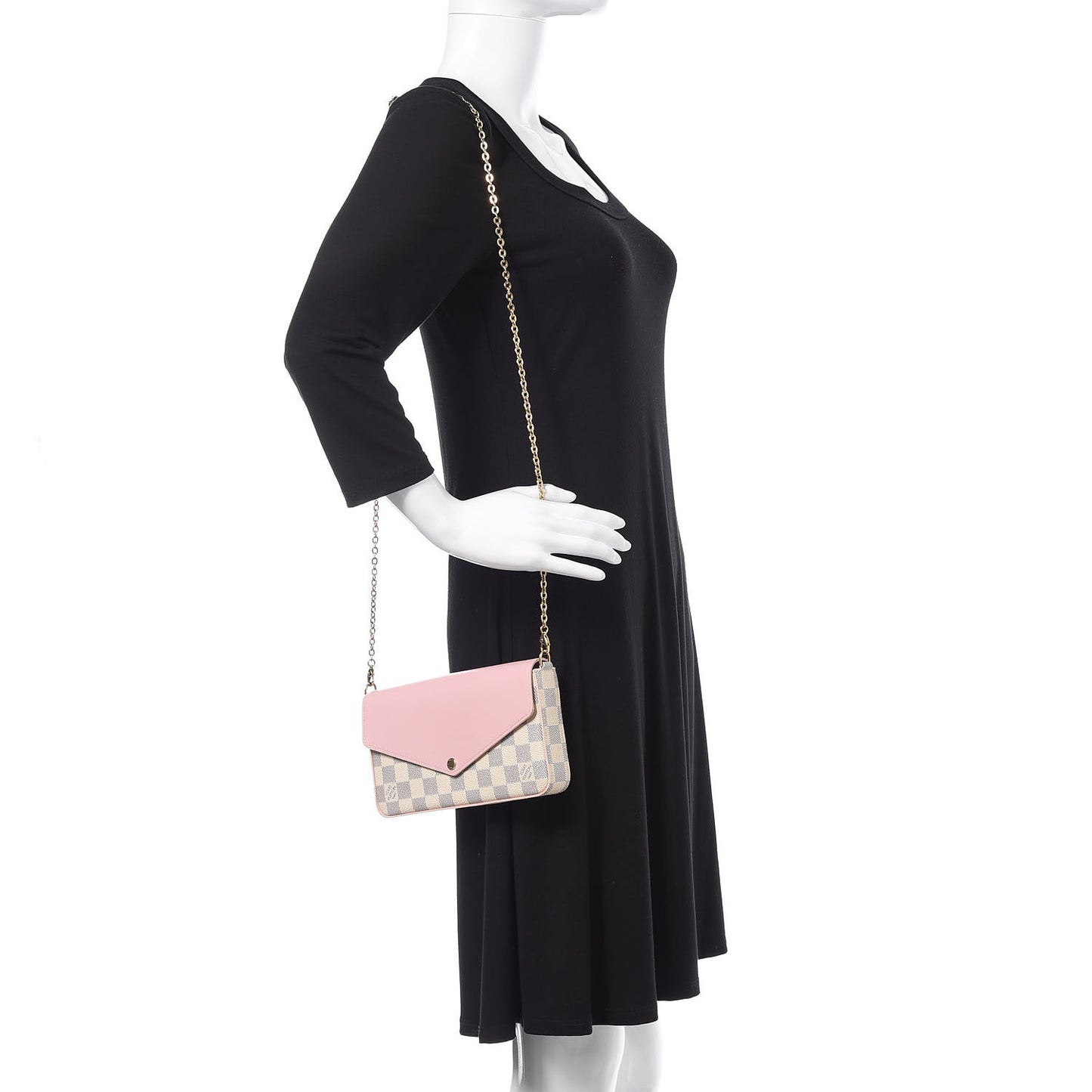 Damier Azur Calfskin Pochette Felicie Eau de Rose