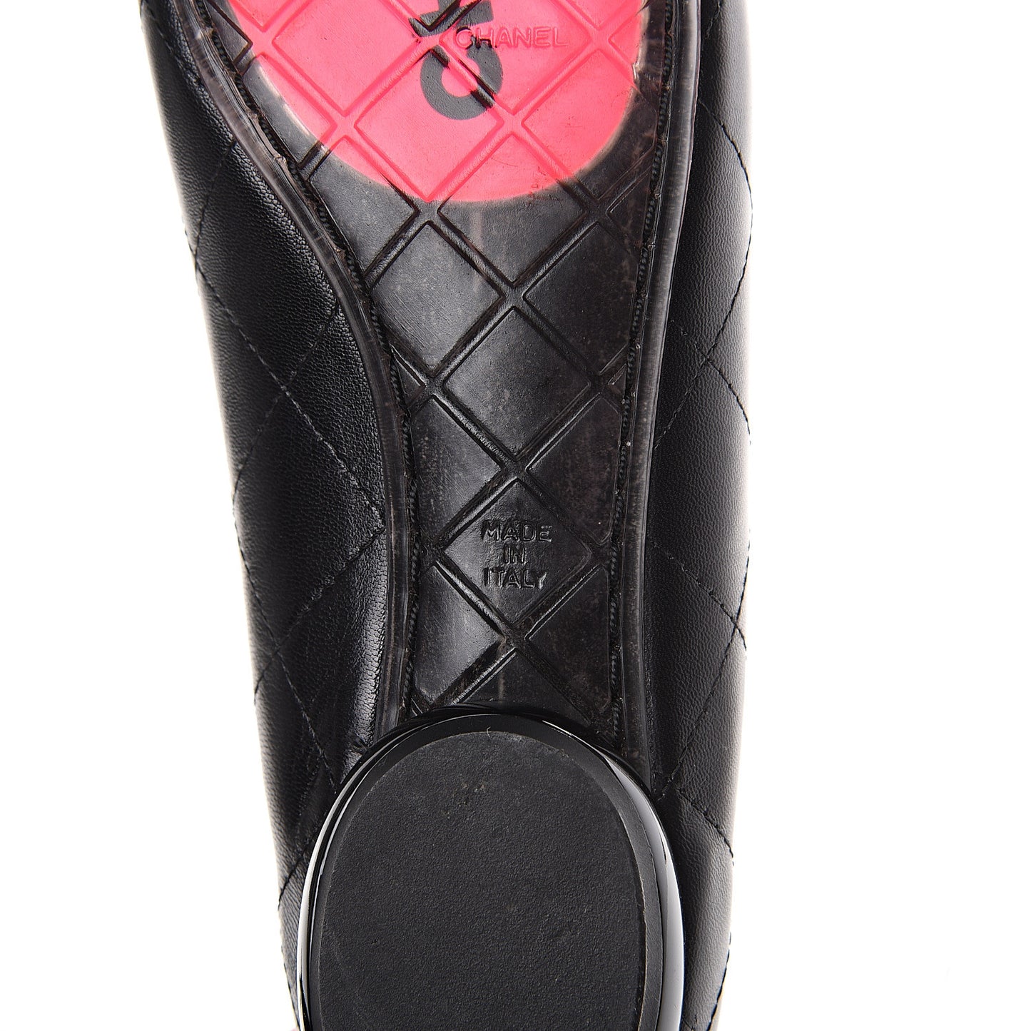 Lambskin Cambon Quilted Ballerina Flats 38.5 Black