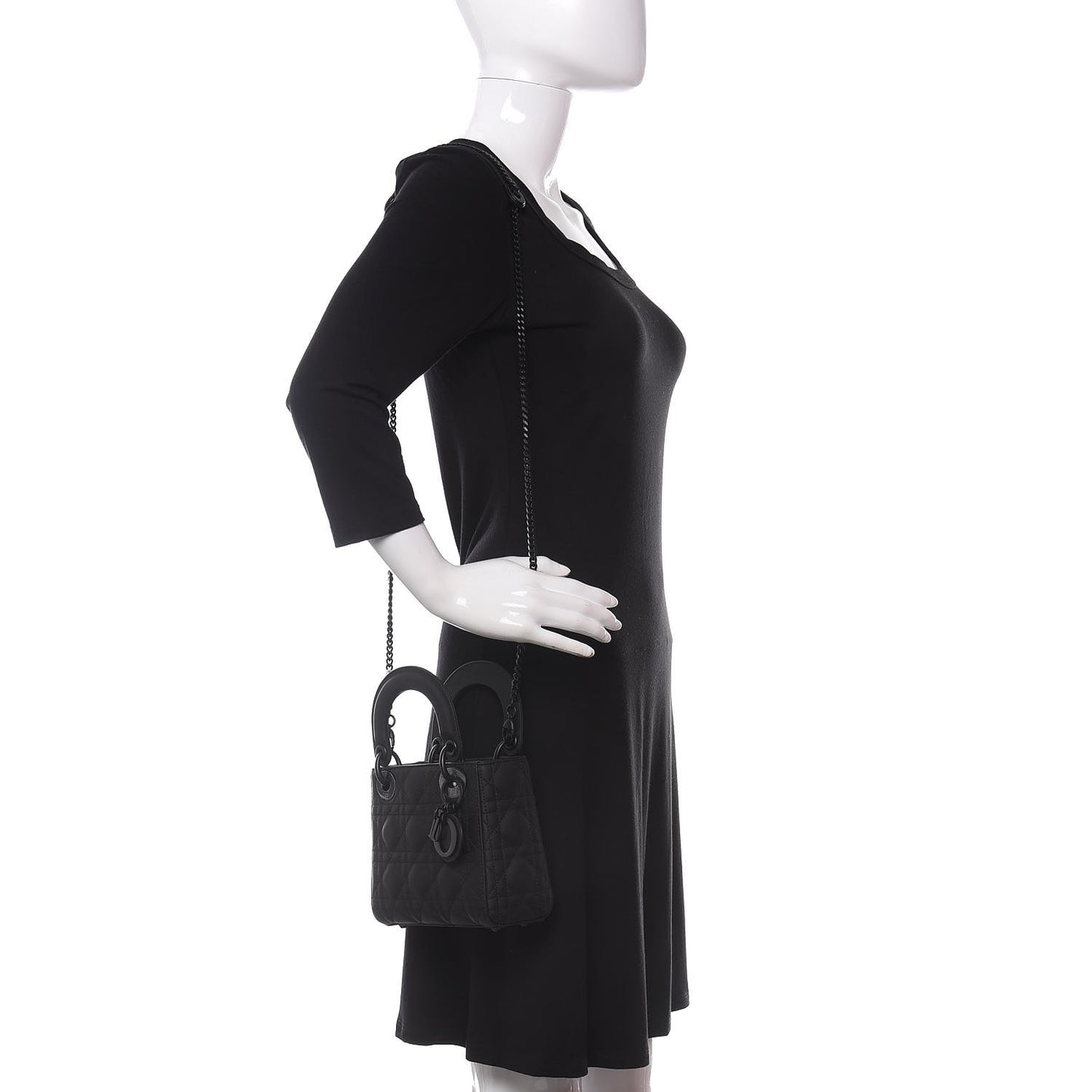 Ultra Matte Calfskin Cannage Mini Lady Dior Black