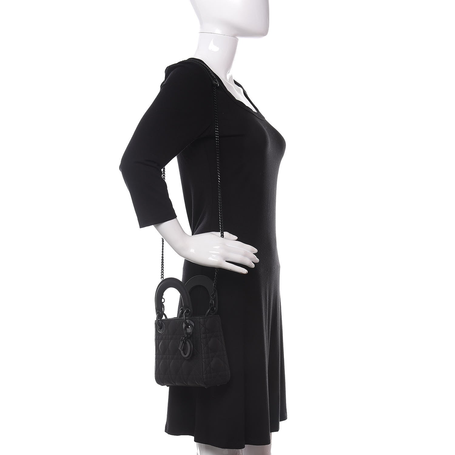 Christian Dior Ultra Matte Calfskin Cannage Mini Lady Dior Black 2 of 11