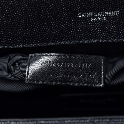 Saint Laurent Grain De Poudre Textured Mixed Matelasse Large Triquilt Monogram Satchel Black 7 of 7