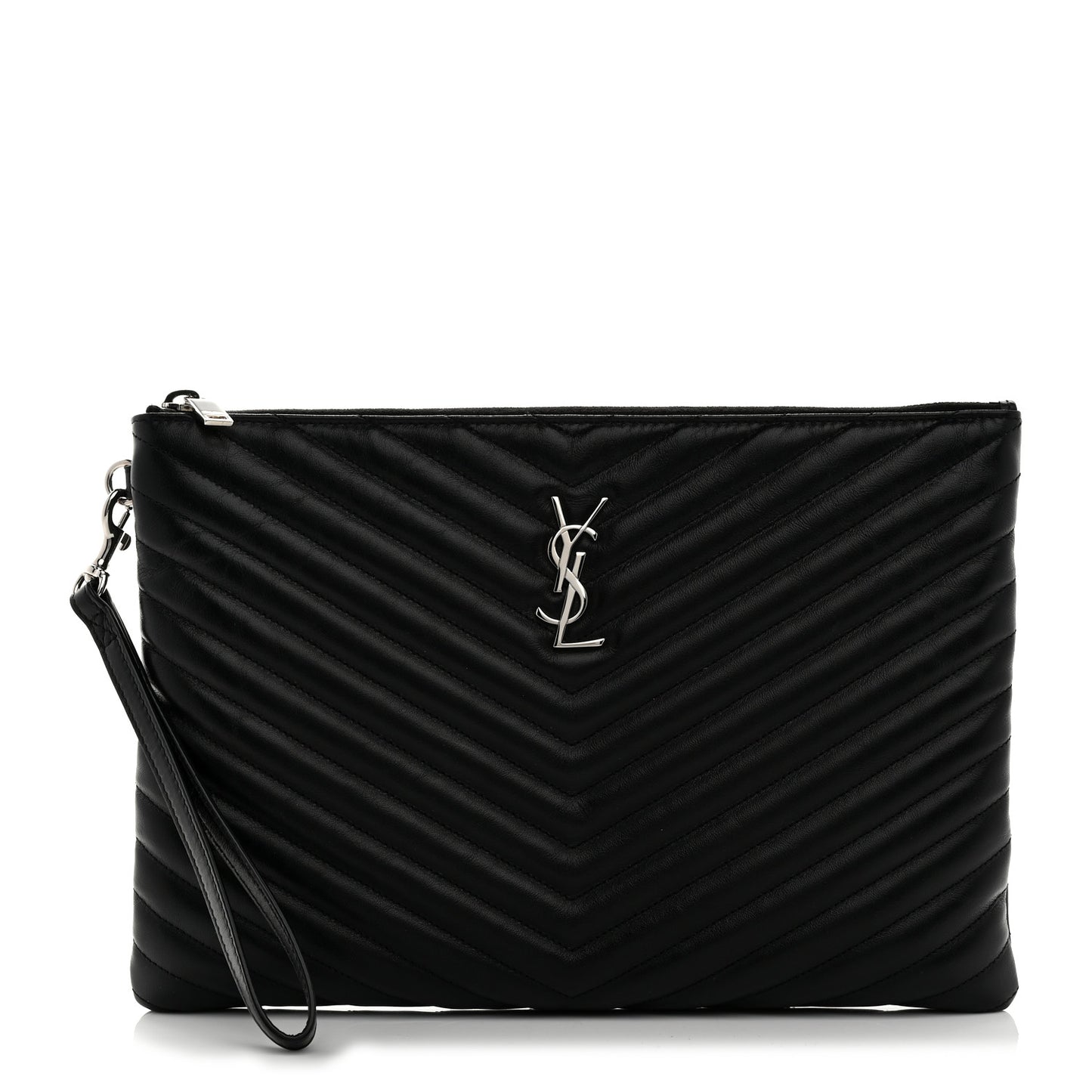 Calfskin Matelasse Monogram Cassandre Tablet Pouch Black