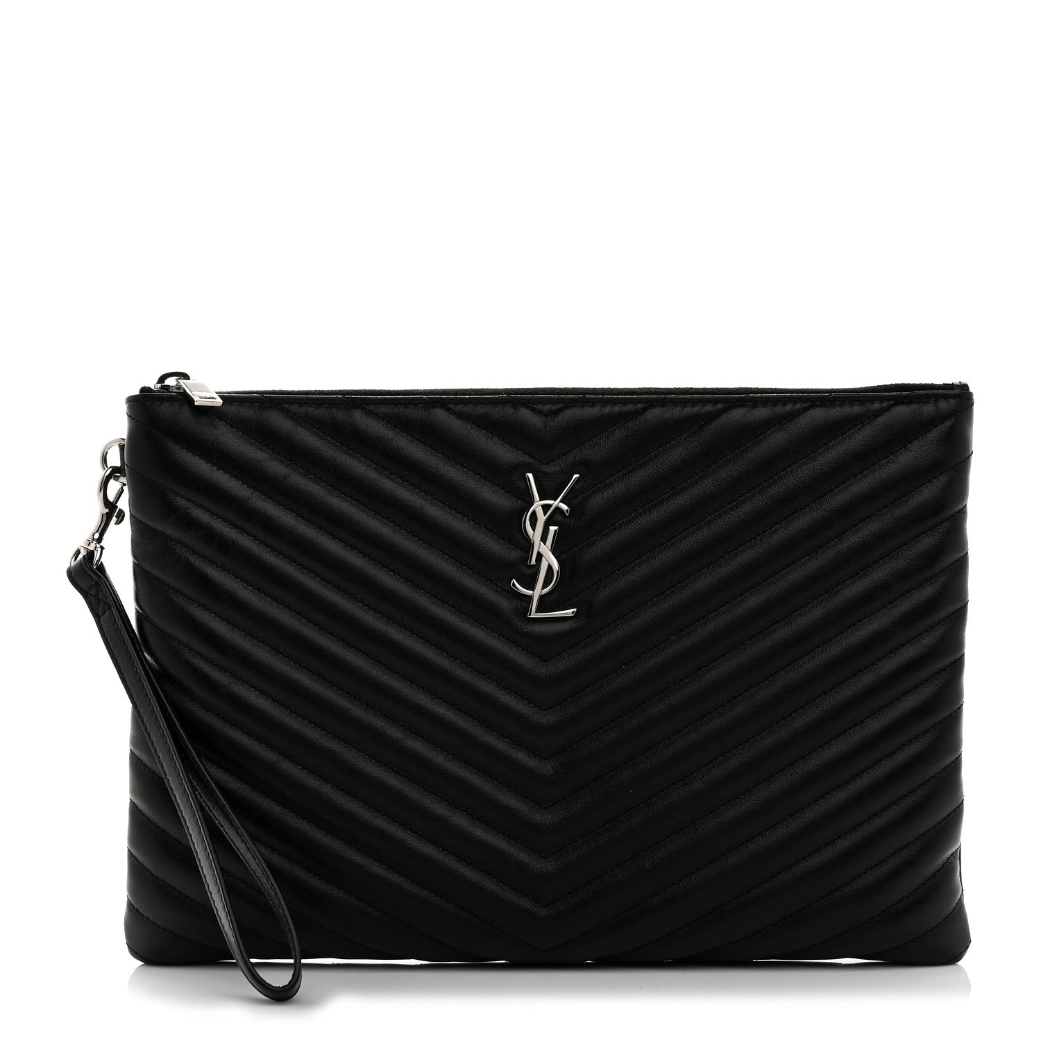 Saint Laurent Calfskin Matelasse Monogram Cassandre Tablet Pouch Black 1 of 8