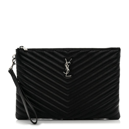 Saint Laurent Calfskin Matelasse Monogram Cassandre Tablet Pouch Black 1 of 8
