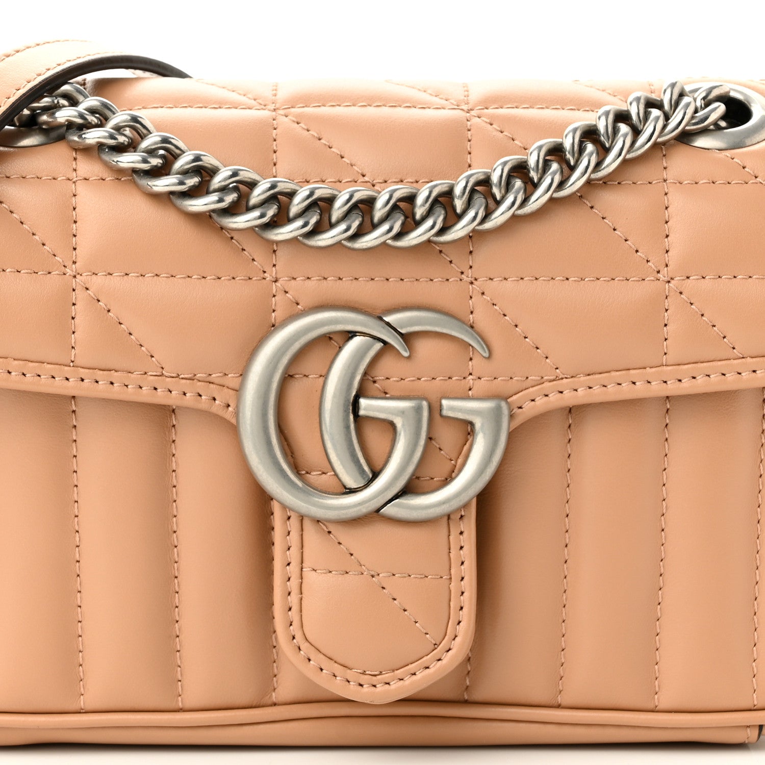 Gucci Calfskin Matelasse Aria Mini GG Marmont Shoulder Bag Camelia 8 of 11