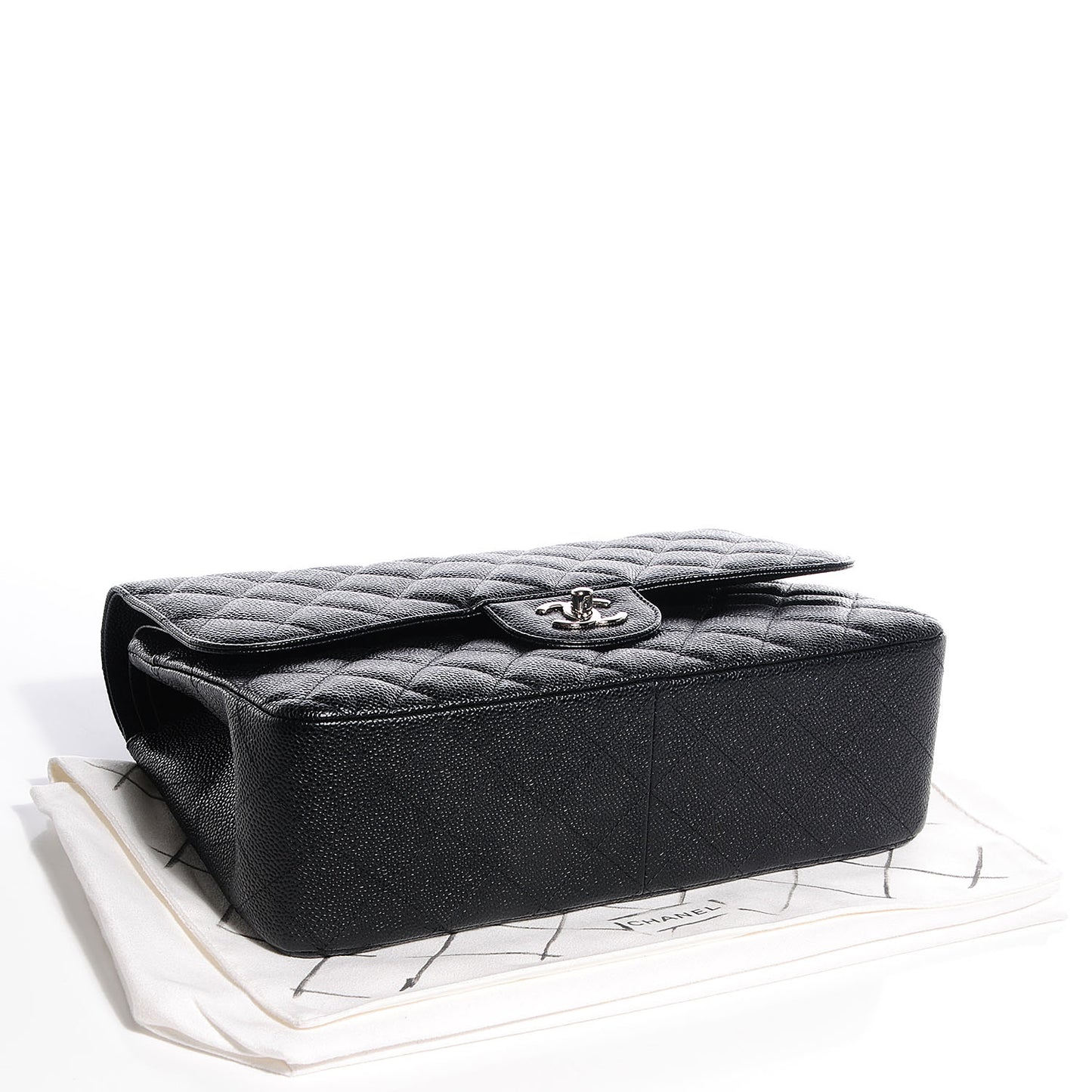 Caviar Quilted Jumbo Double Flap Black