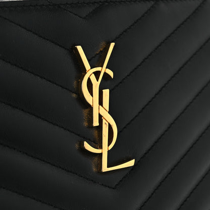 Saint Laurent Calfskin Matelasse Chevron Monogram A5 Wristlet Black 12 of 14