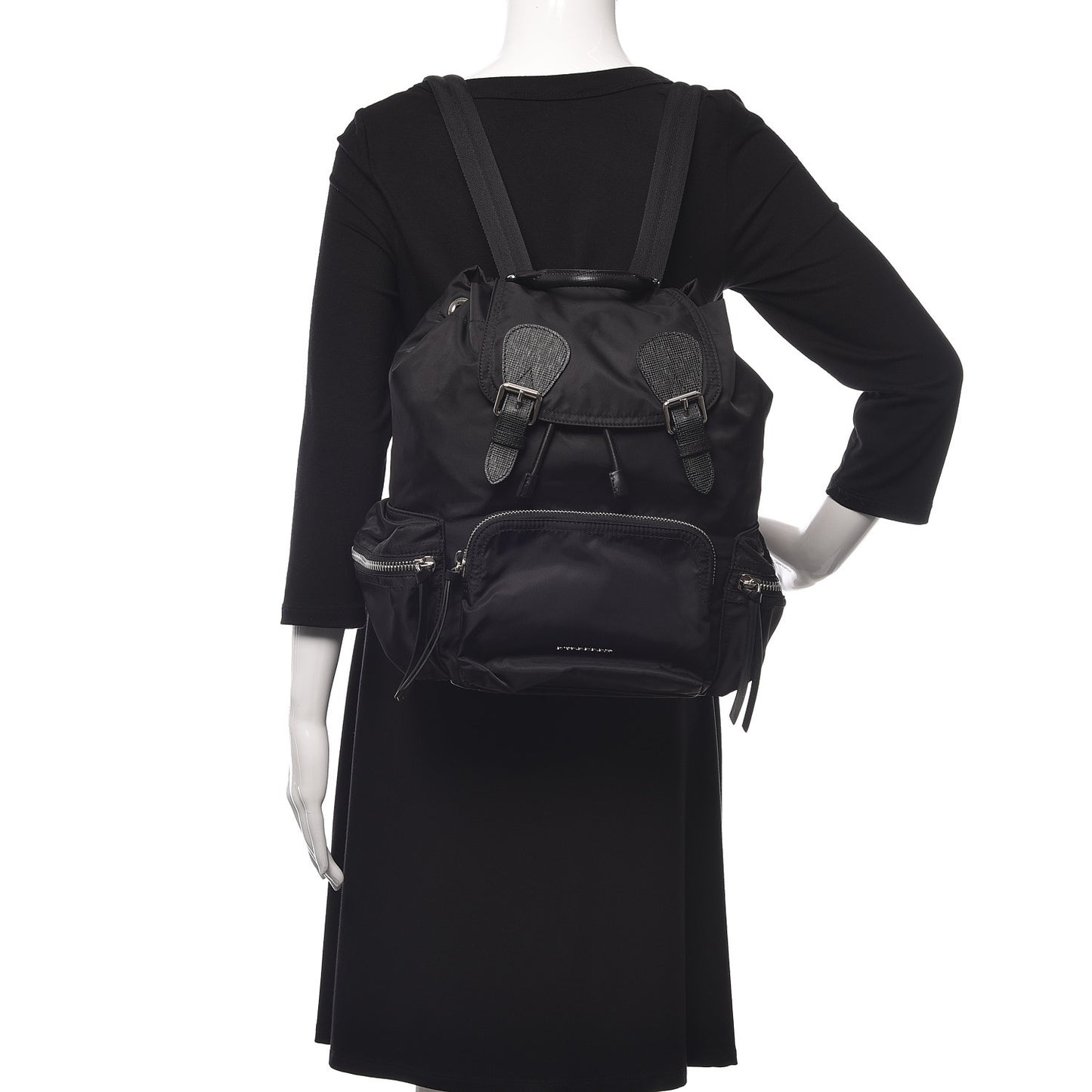 Nylon Medium Rucksack Backpack Black