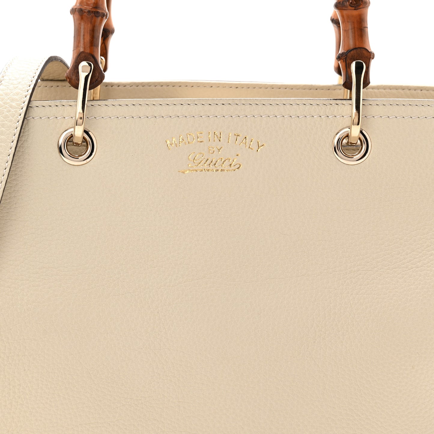Pebbled Calfskin Medium Bamboo Shopper Tote Off White