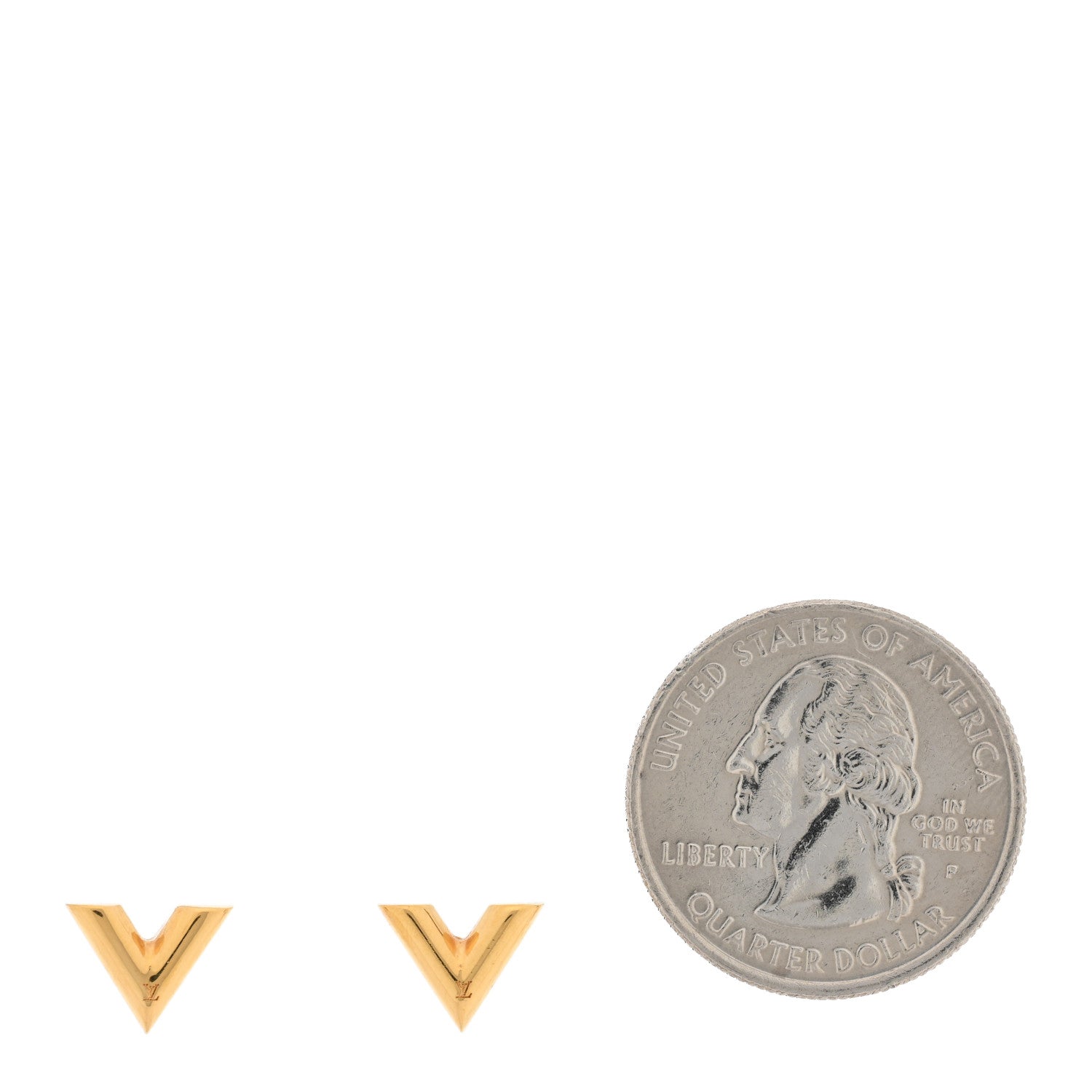 Louis Vuitton Brass Essential V Stud Earrings Gold 2 of 4