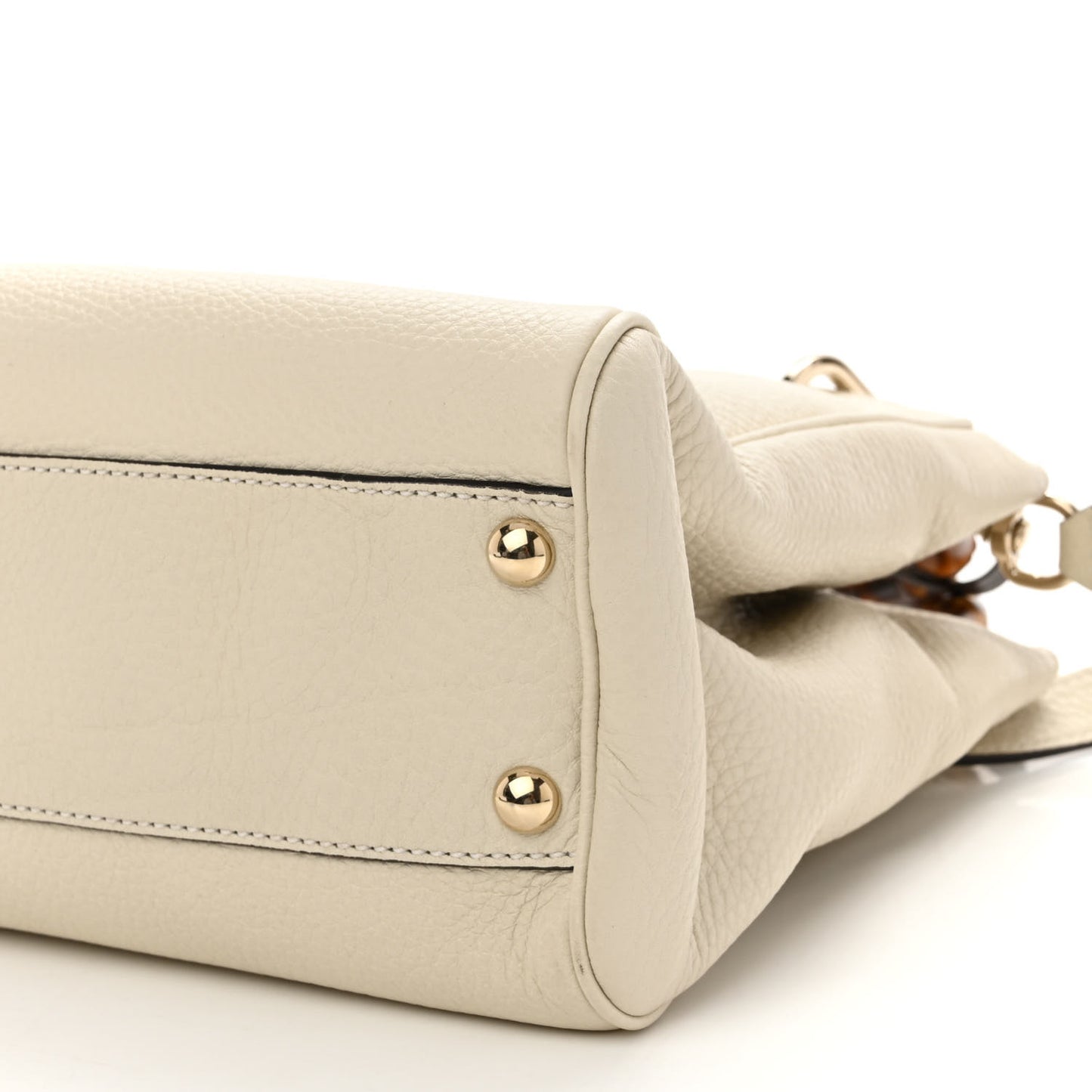 Calfskin Small Bamboo Shopper Tote White