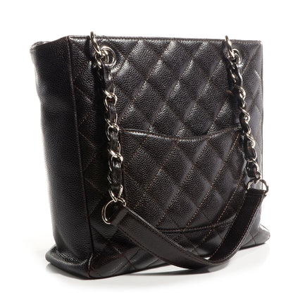 Chanel Caviar Petit Shopping Tote PST Dark Brown 3 of 8