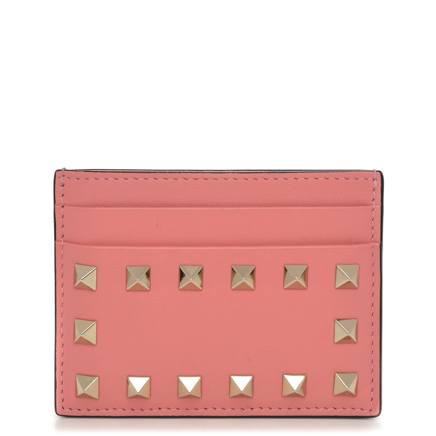 Vitello Rockstud Card Holder Paradise Rose