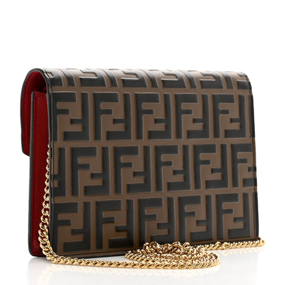 Fendi Vitello Cruise F is Fendi FF 1974 Embossed Medium Envelope Wallet On Chain Fragola Maya Black 3 of 12
