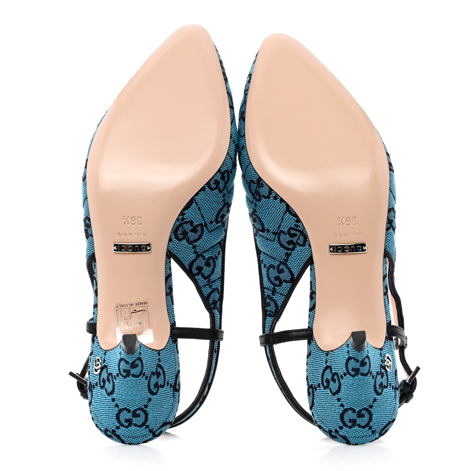 Gucci Monogram Multicolor Matelasse Nappa Double G 55mm Slingback Pumps 36.5 Light Blue 5 of 12