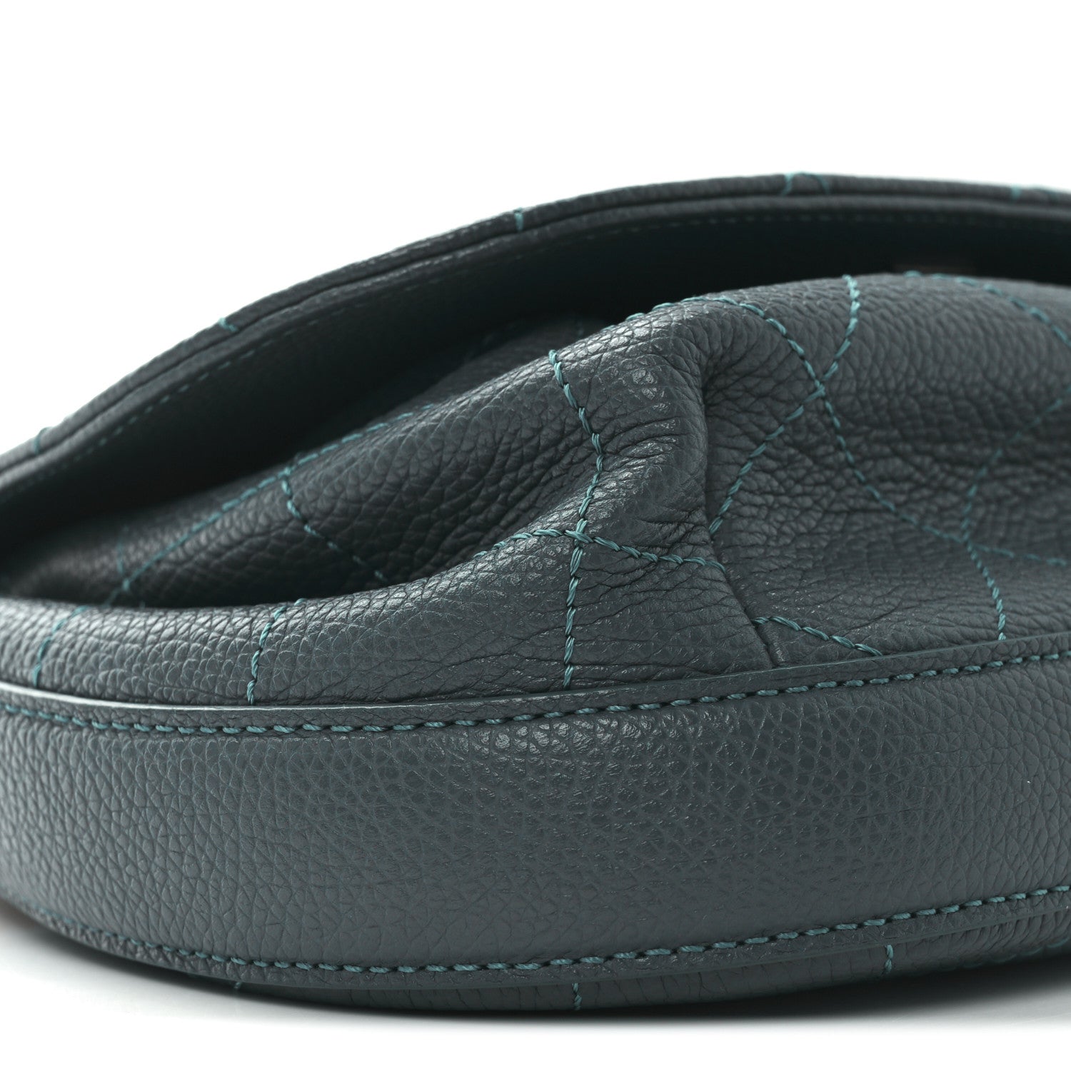 Chanel Grained Calfskin Stitched Small Messenger Flap Bag Teal 9 of 10