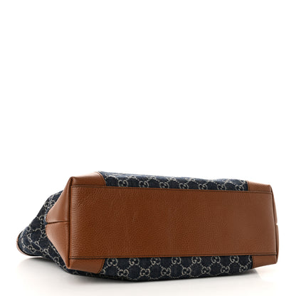 Gucci New Denim GG Monogram Medium Ophidia Shopping Tote Blue Tea Cuir 4 of 10