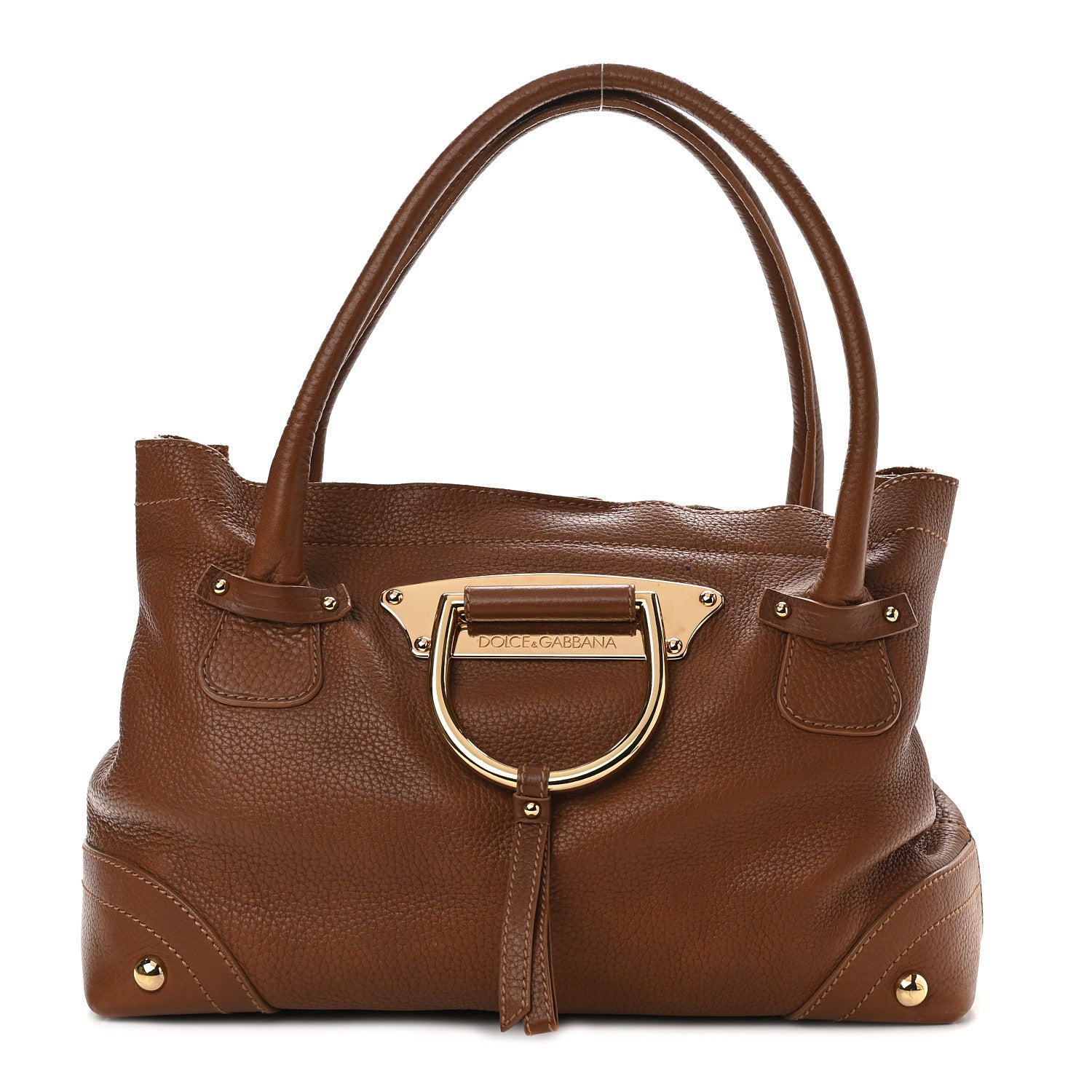 Dolce & Gabbana Grained Calfskin D Ring Shoulder Bag Brown 1 of 16