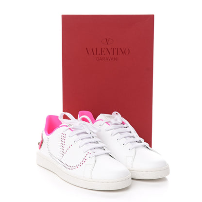Valentino Garavani Calfskin Womens Backnet Sneakers 38.5 White Fuchsia 10 of 10
