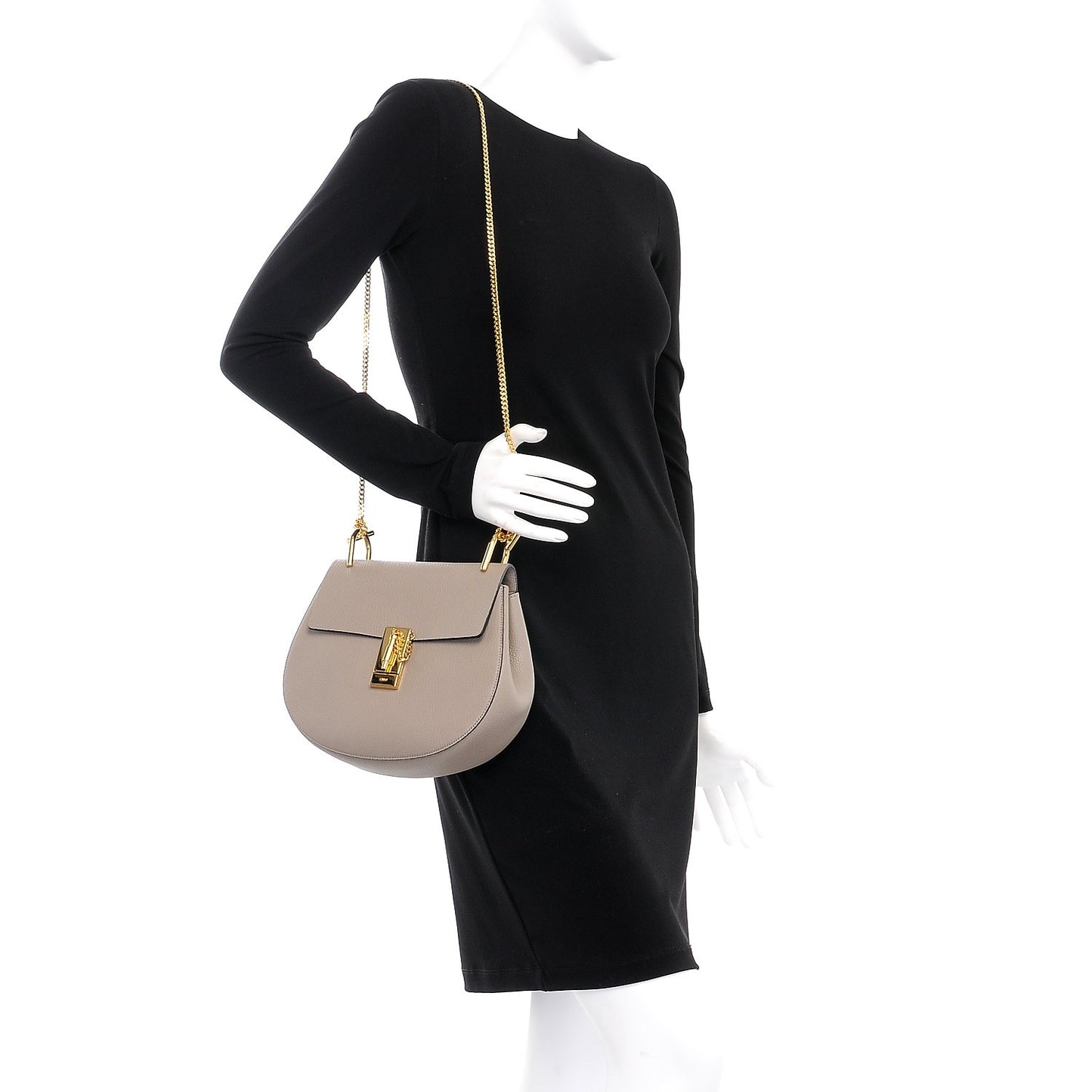 Grained Lambskin Drew Shoulder Bag Motty Grey
