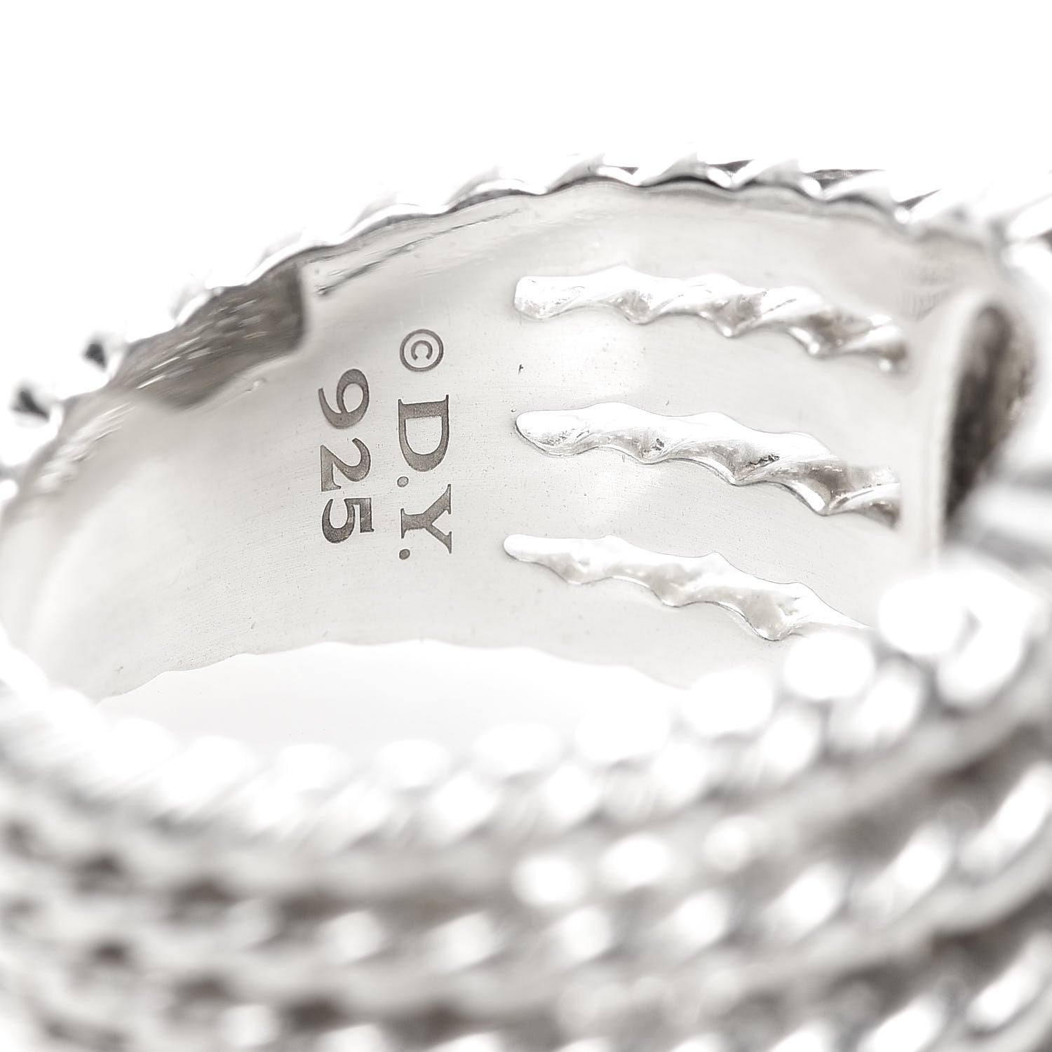 David Yurman Sterling Silver Diamond 16mm Wheaton Ring 52 6 5 of 5