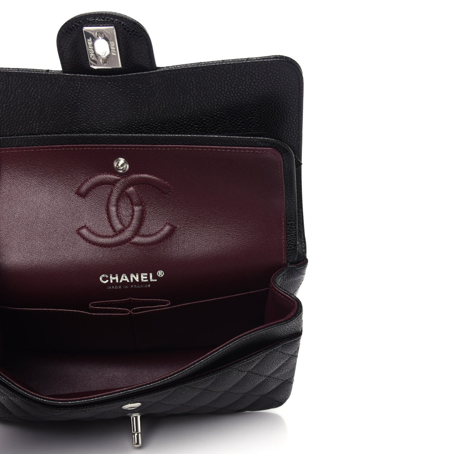 Caviar Quilted Small Double Flap Black