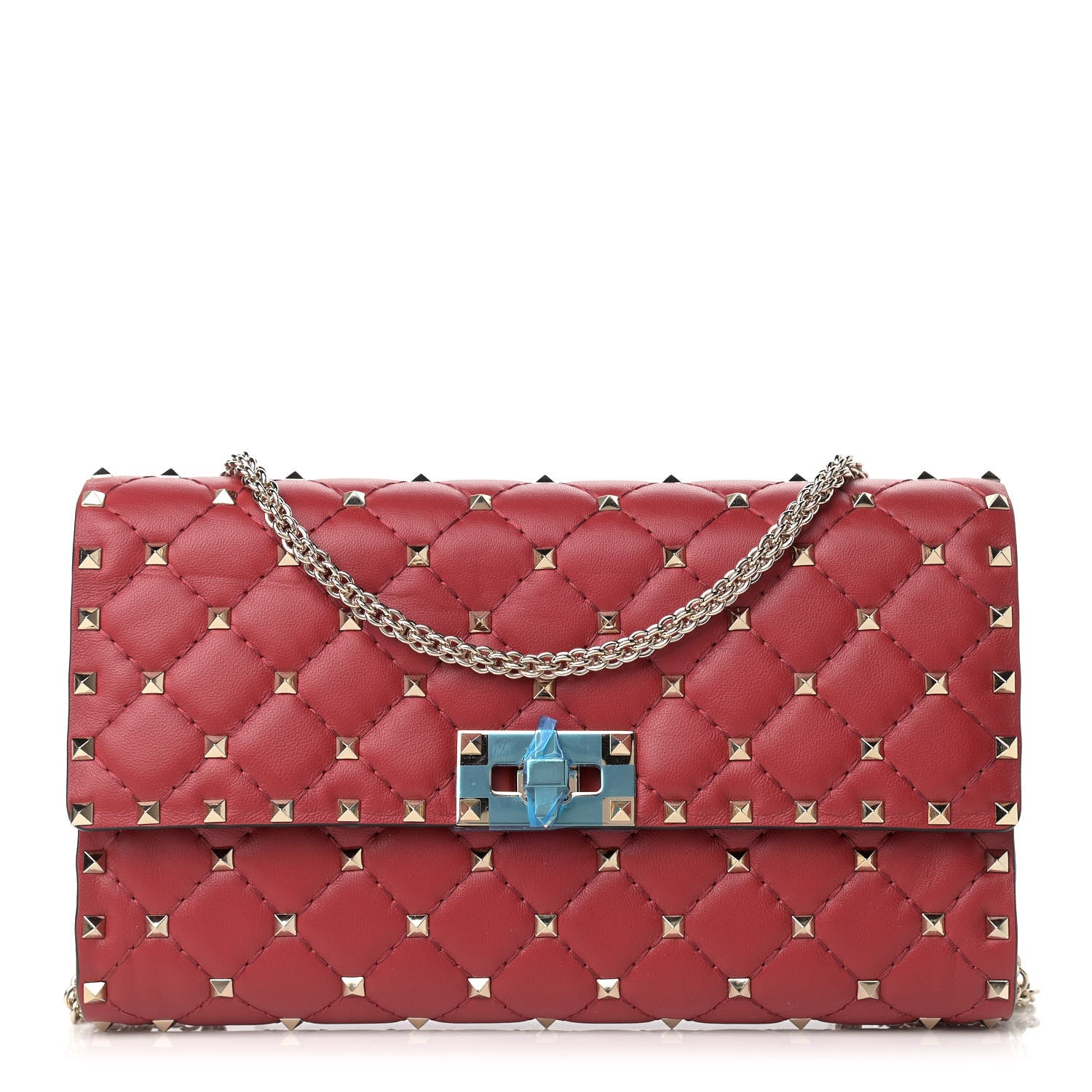 Valentino Garavani Nappa Rockstud Spike Wallet on Chain Rosso Valentino 1 of 9