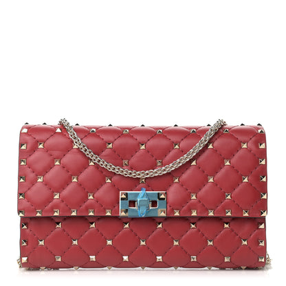 Valentino Garavani Nappa Rockstud Spike Wallet on Chain Rosso Valentino 1 of 9