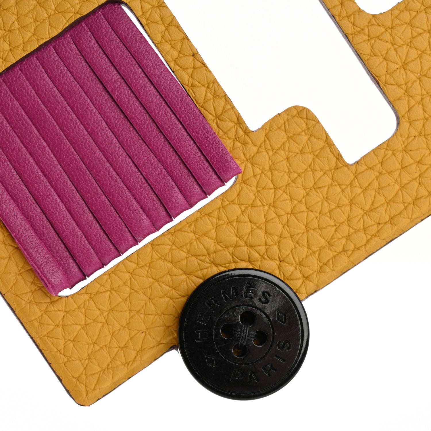 Hermes Taurillon Clemence Chevre Mysore Petit H Tuk Tuk Bag Charm Jaune Ambre Rose Poupre 4 of 5