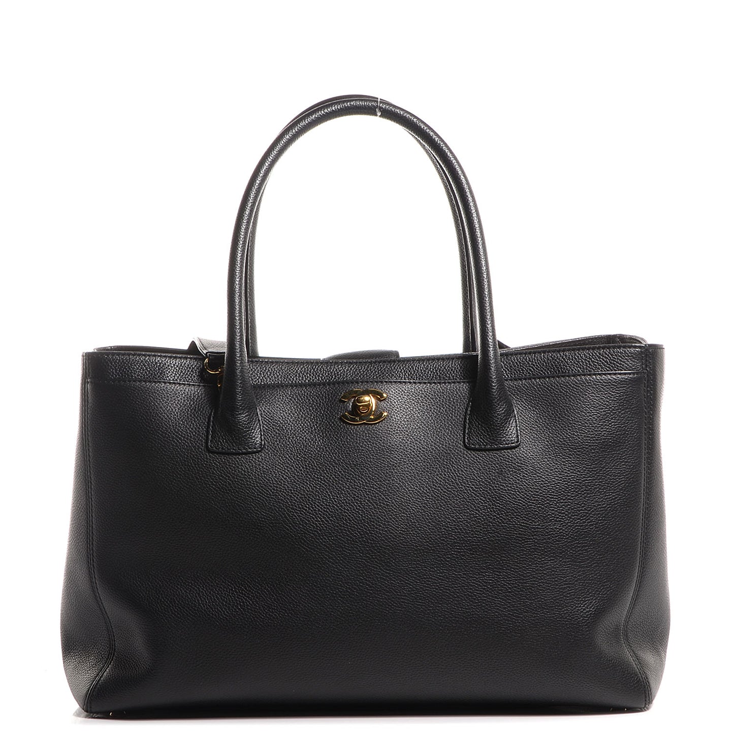 Calfskin Cerf Executive Shopper Tote Black