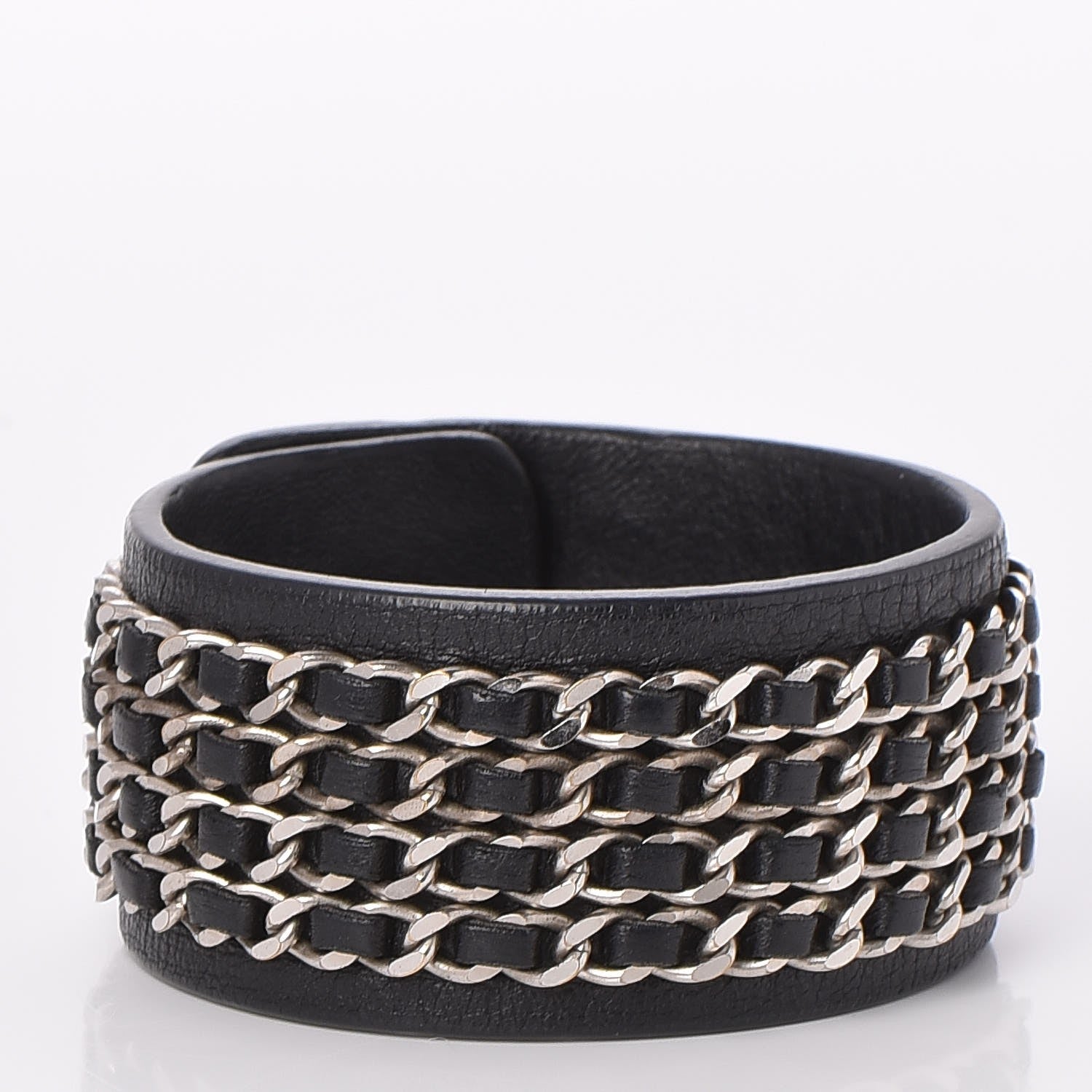 Chanel Calfskin CC Chain Turnlock Bracelet L Black 3 of 5