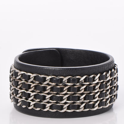 Chanel Calfskin CC Chain Turnlock Bracelet L Black 3 of 5