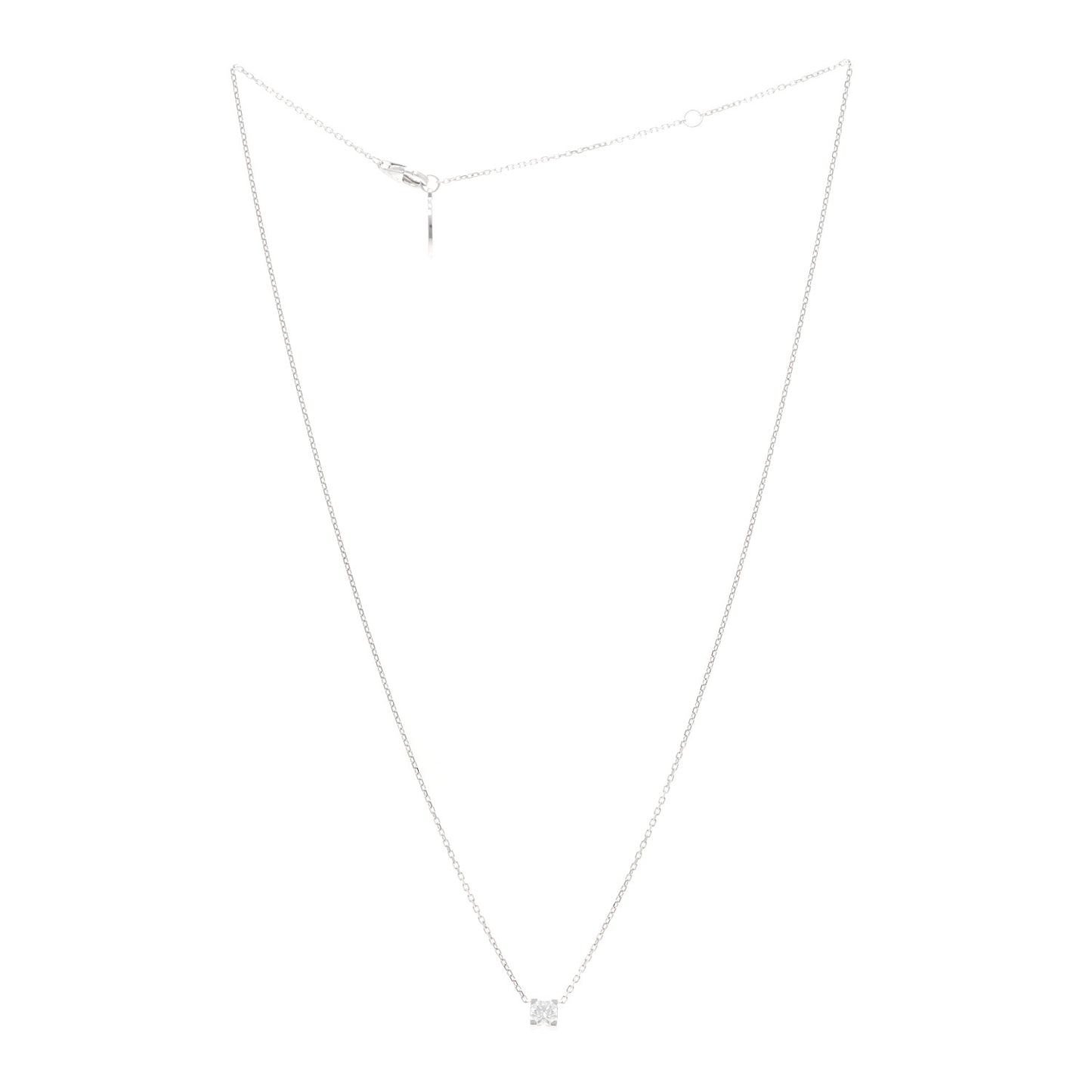 18K White Gold Diamond .27ct C De Cartier Pendant Necklace