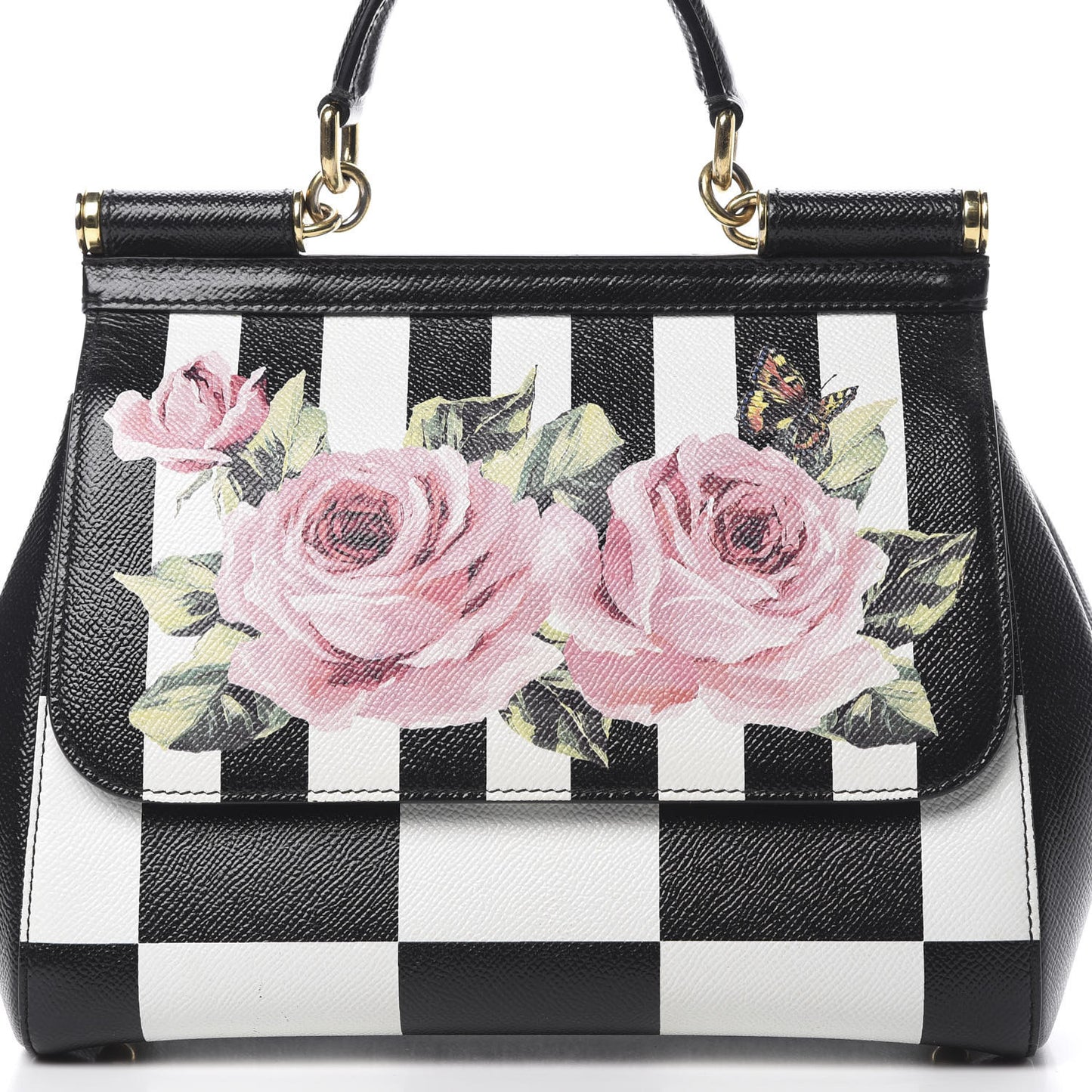 Dauphine Print Checker Rose Medium Miss Sicily Satchel Black Multicolor