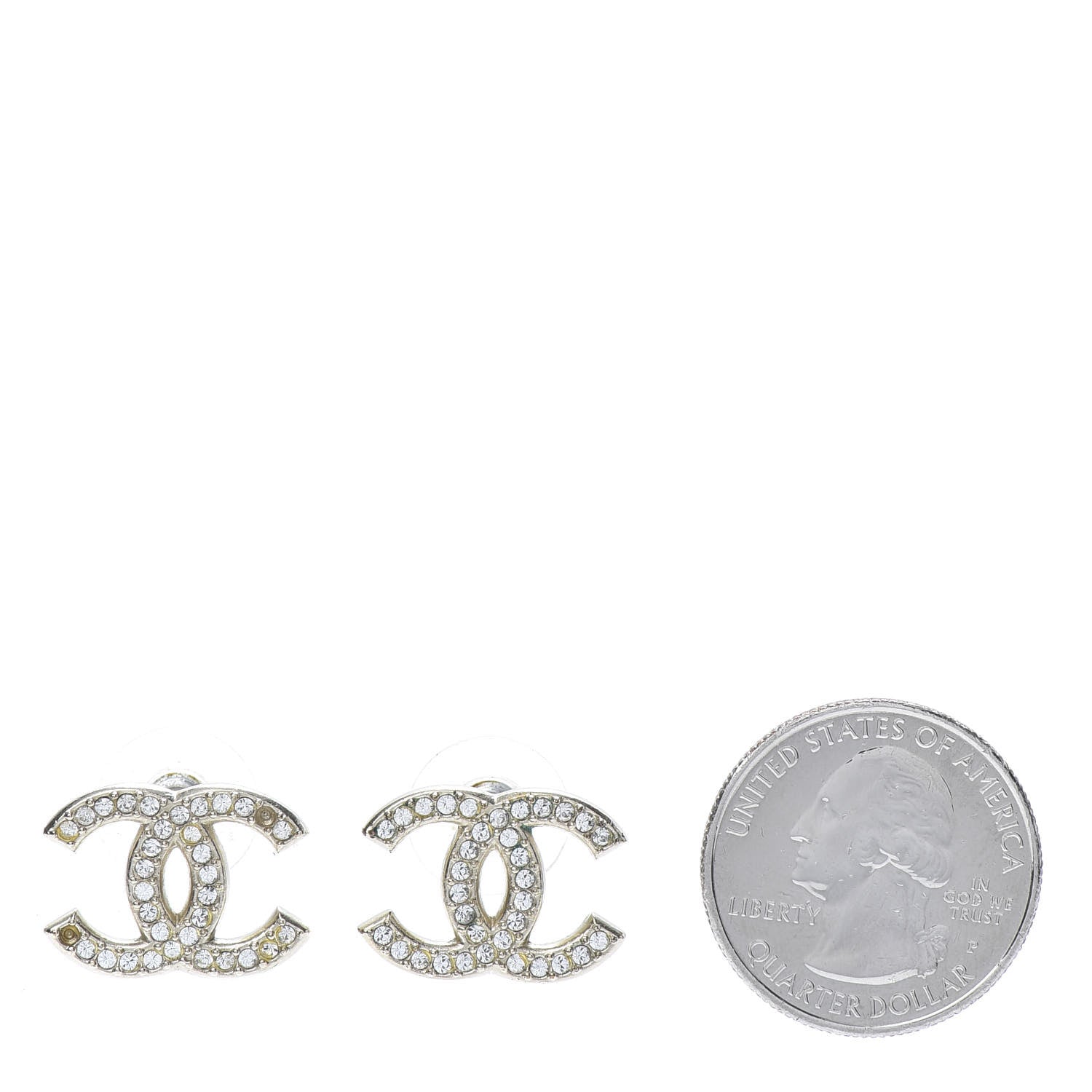 Chanel Crystal CC Earrings Gold 2 of 8