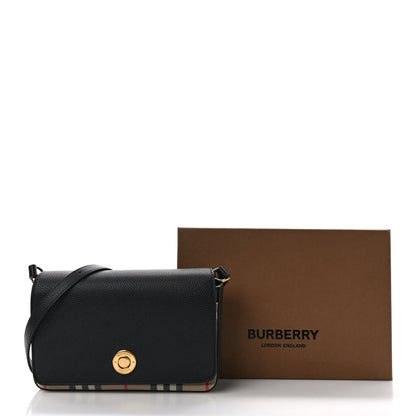 Burberry Grainy Calfskin Vintage Check Hampshire Crossbody Black 3 of 9
