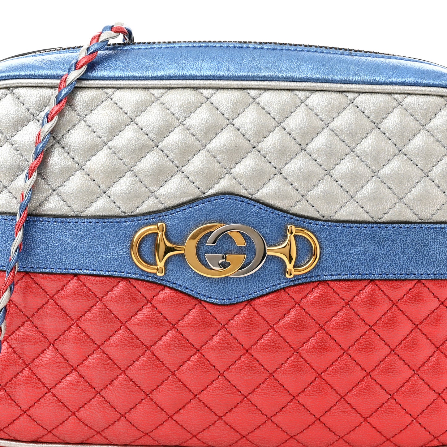 Laminated Nappa Trapuntata Small Zumi Shoulder Bag Rosso Marine Argento