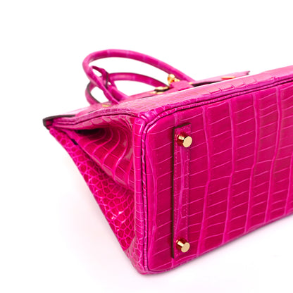 Hermes Shiny Porosus Crocodile Birkin 30 Rose Scheherazade 8 of 9